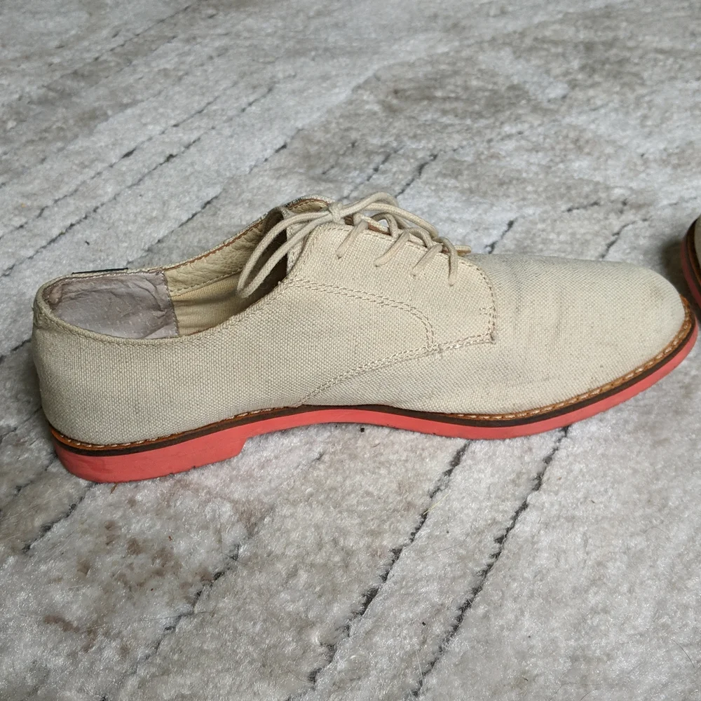 GH Bass & Co beige textile upper oxford shoes size 8.5 - Picture 7 of 15